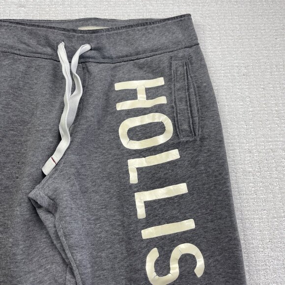 Hollister Pants Mens Medium Grey Sellout Logo Print Joggers Sweatpants Read - Picture 7 of 12